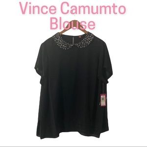 NWT, Vince Camino Jewelled Peter Pan collared Blouse & camisole 18W